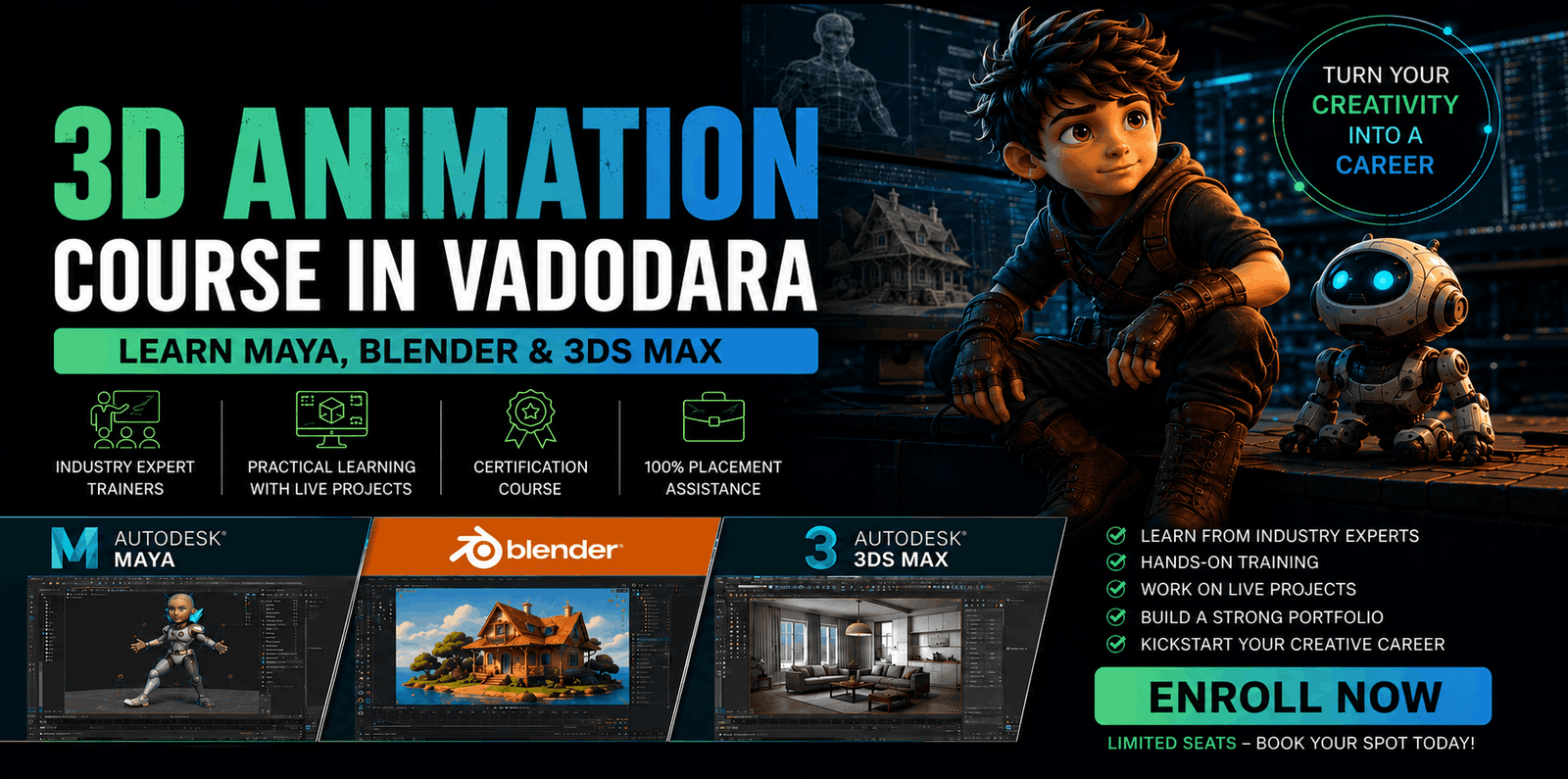 3D Animation Course in Vadodara | Learn Maya -Blender- 3DS Max